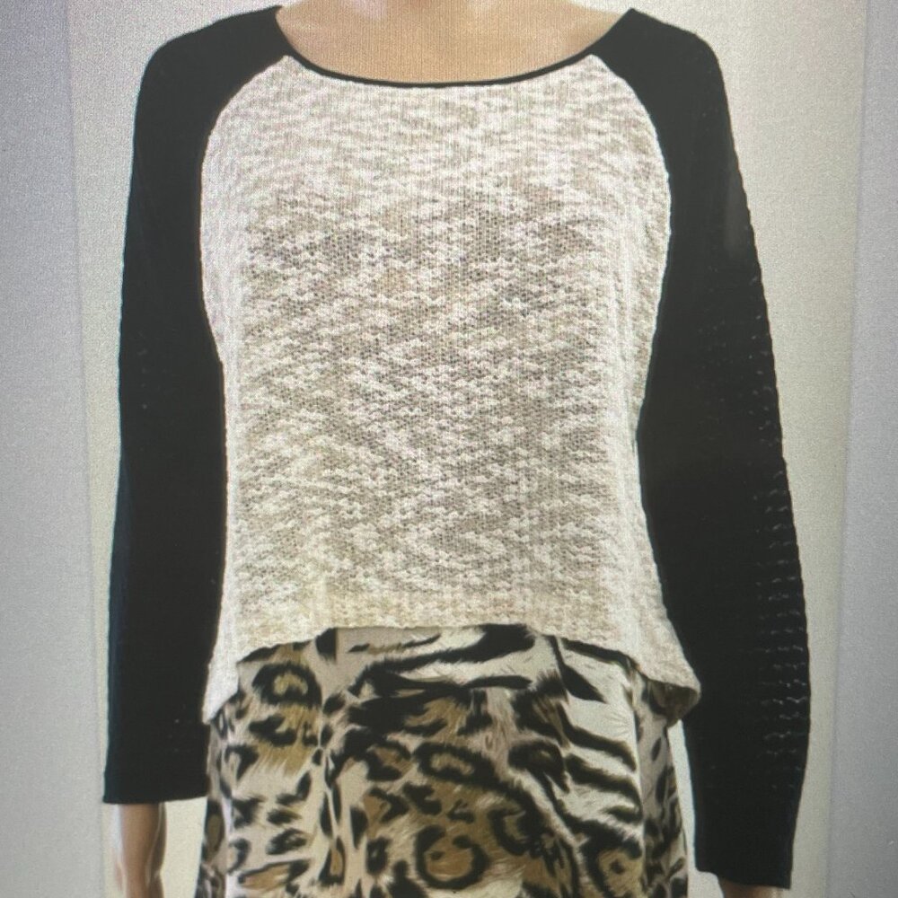 Poeme by Citron Women's Size Small Tunic Top Layered Leopard Print Tunic